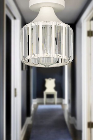 MNZ-Arel Crystal Ceiling Mounting Single Candlelier White BEG0763 - Begüsa