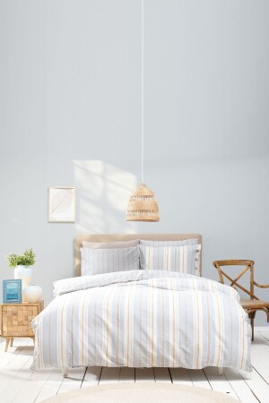 MNZ-Arlo Blue مضاعفة الخيط الملوّن غطاء القماش المُختلفة 200 21.01.0581 - Karaca Home