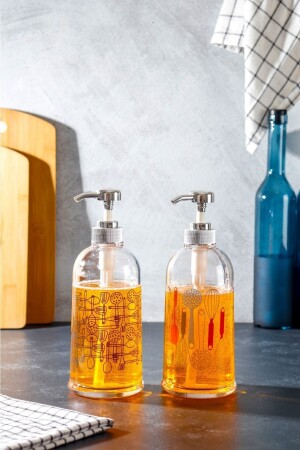 MNZ-Arow 2 حزمة صابون سائل وغسل الأطباق زجاجة سائل 500 مل HMNV-TR3737-AR-SYH-RNKL-2LI - HOMENIVA