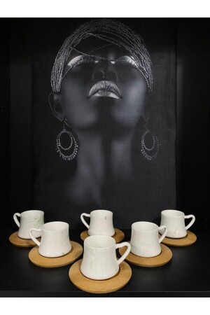 MNZ-Arow مرمونة كوب البورتسلاين مجموعة مع صوص البامبو TR-1736 - Arow - Dubai