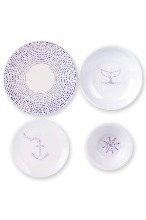 MNZ-Arthea، Marin Pixel Melamine Non-Slip Plate Set، لـ 6 أشخاص KUTSP46 - Sherenna BytheSea