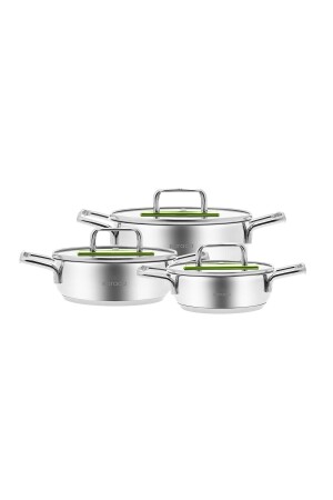 MNZ-Arya إدخال على أساس 6 قطعة Midi الفولاذ المطبخ مجموعة خضراء 153. 03. 08. 2187-1 - Karaca