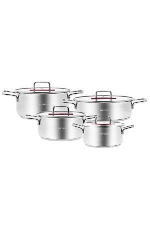 (MNZ-Arya) إدخال على أساس 8 قطع أدوات طبخ الصلب مجموعة وردي 153. 03. 08. 2188-1 - Karaca