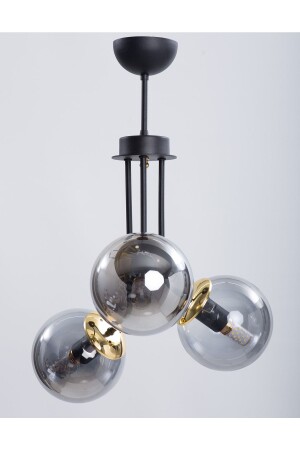 MNZ-Arzum الأسود 3 شمعة زجاجية مدخنة 10176103 - MŞ Aydınlatma