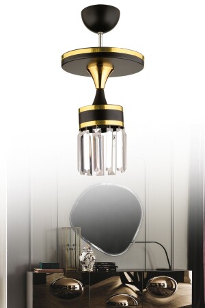 MNZ-Aslı شمعة مع صناديق سوداء صفراء بلورية حجر ذهبية واحدة مصباح فاخرة حديثة 1009 - KUZEY AYDINLATMA