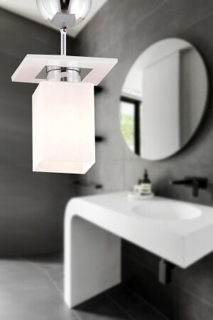 MNZ-Atlas واحد مربع أبيض صالة صغار حديثة مطبخ حمام مطبخ غرفة المعيشة مكاني شمعة 3337-01-K-WH - Apliqa