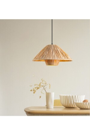 MNZ-نatural paper رافيا Hat Chandelier Avz0017 - NAYSco