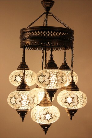 MNZ-Authentic Mosaic 7-piece Chandelier Set (بيضاء) dop7171606igo - mosaicturk