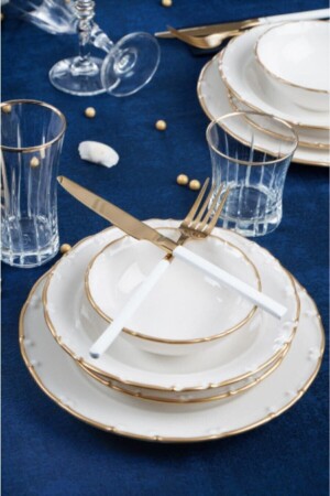 MNZ-Avangard Acar Liyana 24 قطعة الخنزير الذهبية عشاء مجموعة ACR-XTL12344-GLD - ACAR