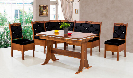 MNZ-Avangarde Kitchen Corner Set الجوز - أسود - Cadde Yıldız