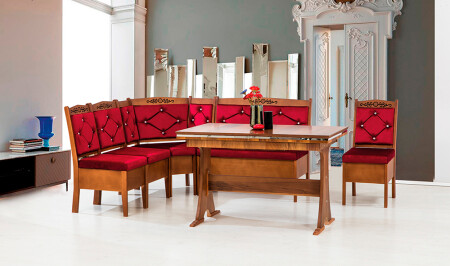 MNZ-Avangarde مطبخ زاوية مجموعة الجوز - كلاريت الأحمر - Cadde Yıldız