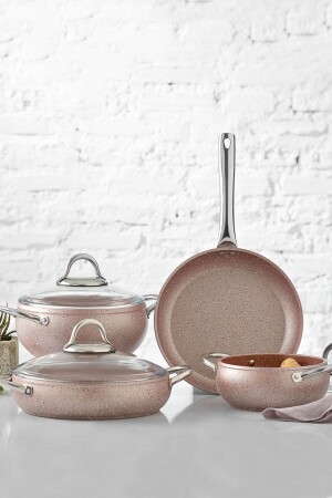 MNZ-Avanos Rose Bio Granite 7 Piece Kitchenware Set 153. 03. 07. 9623 - Karaca