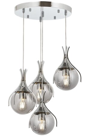 MNZ-Avonnı Av-60161-4kt كروم مزودة شمعة حديثة، E27، معدنية، زجاج، 40 سم AV-60161-4KT - Avonni