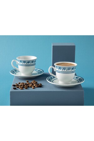 MNZ-Axis Porcelain 4 Piece Coffee Cup Set لـ 2 أشخاص 80 ملي لون زرقاء داكن 10035828 - English Home