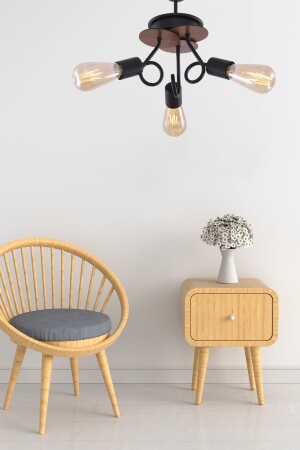 MNZ-Aydinç 3-piece Black Walnut Wood Chandelier 8680763942827 - Begüsa