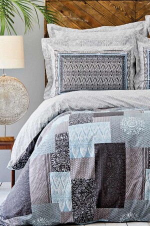 MNZ-Ayode Gray 100% القطن مزدوج غطاء الغطاء مجموعة 200. 20. 01. 0253 - Karaca Home