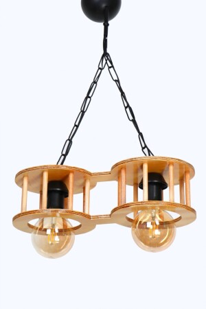 MNZ-Aysem 2 قطعة مصباح خشب صخري - إضاءة غرفة المعيشة AYSEMAVZYUV0002 - Aysem Wood