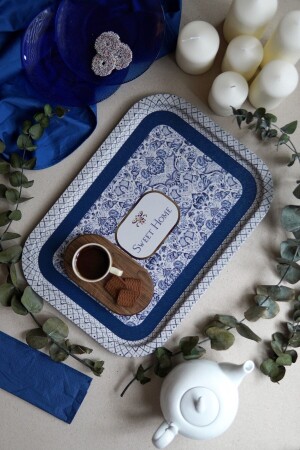 (MNZ-Azulejos) صالونة معدنية ذات نمط - صالونة قهوة الشاي - صالونة عرض 28 سم × 40 سم EE164 - Evle