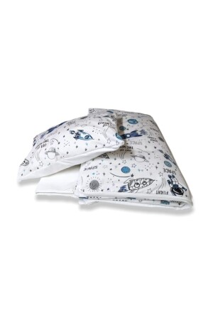 MNZ-Baby Boy Cotton Space White Duvet Cover Set 100x150 931 - Bebek Özel