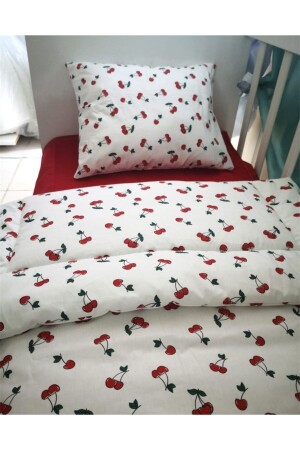 (MNZ-Baby Girl Cherry Red Cotton Duvet Cover Set 100x150 930) - Bebek Özel