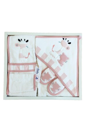 MNZ-Baby Girl Pink Bathrobe Set Towel Set 100% قطن STL5036 - Sitilin