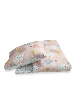 (MNZ-Baby Girl Salmon Crescent Star Duvet Cover Set 100x150 930) - Bebek Özel