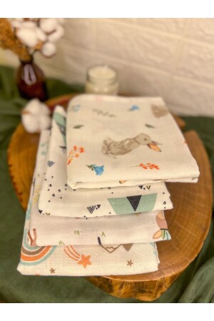 MNZ-Baby Newborn 4-piece Muslin Blanket Set - سدّل - فتح السفلي - حفاضة موسلين - سدّة موسلين AGS-1 - BabyLifeHome