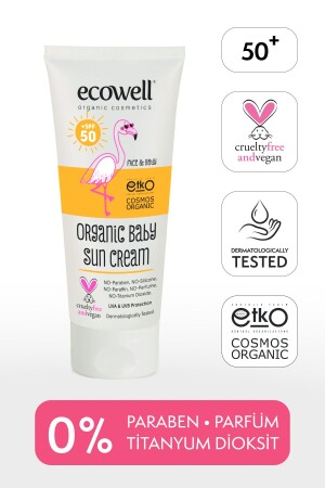 MNZ-Baby Sunscreen Spf 50, عضوية و نباتية معتمدة، مرشح معدني، Uva و UVB حماية عالية 110gr 8680624093415 - Ecowell