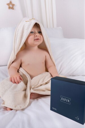 MNZ-Baby Towel and Pouch Set Crown Embroidered Mix of Natural Bamboo and Pure Cotton 2 حقائب 1 سد في صندوق خاص BKR230328 - EIFIN