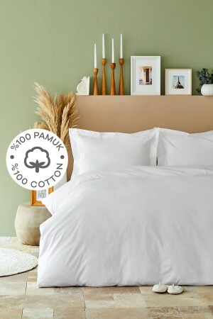 MNZ-Back to Basic White 100% Cotton Single Duvet Cover Set 200 18. 01. 0064 - Karaca Home