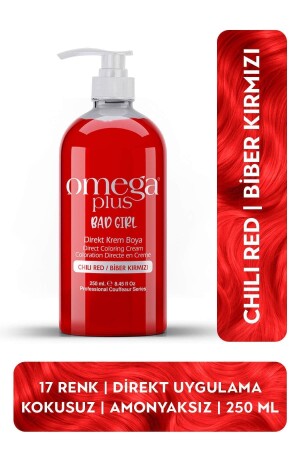MNZ-Bad Girl PEPPER RED خالية من الأمونيا لون لون شعر 250ML - Omega Plus