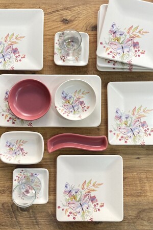 MNZ-Bahar Kelebek 50 قطعة إعداد الإفطار لـ 12 شخصا KBK12001 - Keramika