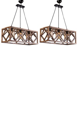 MNZ-Baklava 3-piece wood chandelier S. a. n كوب زجاجي من 2 018 - Zuhal Aydınlatma