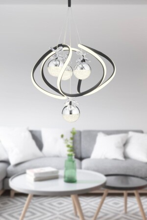 MNZ-Balca 4-piece Black Chrome 3 Color 50 وات LED غرفة المعيشة الحديثة، القاعة، القاعة أدت الشنارة 4044-04-BL-CH - Apliqa