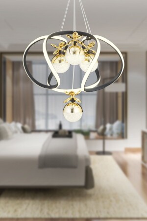 MNZ-Balca 4-piece Black Gold 3 Color 50 وات LED غرفة المعيشة الحديثة، القاعة، القاعة LED شمعة 4044-04-BL-GL - Apliqa