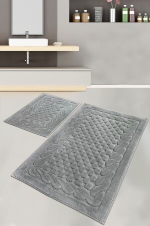 MNZ-BAMBI COTON GRAY SET OF 2 غسيل الحمام مقعد الحمام الموضة الموضة الموضة المسبح 8682125931203 - Chilai Home