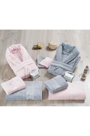 MNZ-Bamboo 10 قطعة ملابس حمام مجموعة مسحوق الرمادي NRBBS114 - Nurpak