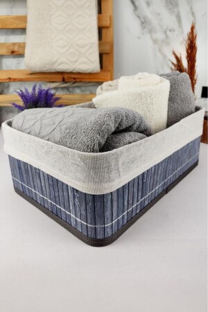 MNZ-Bamboo صندوق تخزين متعددة الأغراض منظمة الحجم الكبير منظمة رمادي 33x23x12 سم - Cl-6005-2 C1-1-121 - Digithome