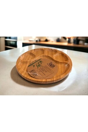 MNZ-Bamboo 5-قسم مستطيل وجبة خفيفة الإفطار تخدم طبق 20 * 20 * 1. 5 سم Bls56 - BALSA