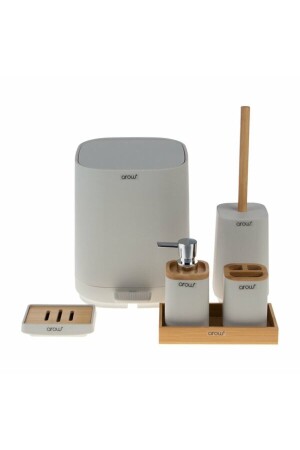 MNZ-Bamboo مغطاة بالأكريليك 6 قطع حمام الموضة المعدة مربعة كريم Paola Dc1. en-3732 DC1. TR-3732 - AROW