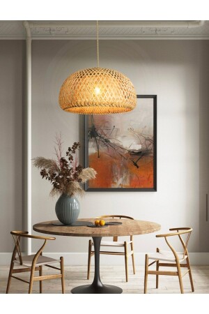 MNZ-Bamboo Chandelier Wicker Chandelier 1 . الجودة الدرجة 320ملم قطر طبيعي الطازجة قطر fico4902 - Fico Home