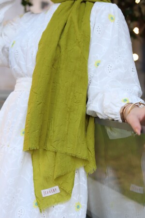 MNZ-Bamboo Crash Shawl Hijab Oil خضراء - Shalby