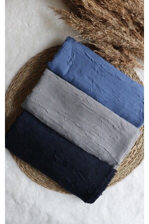 MNZ-Bamboo Kraş Shawl مجموعة من 3 بحرية زرقاء زرقاء رمادي - Avzen