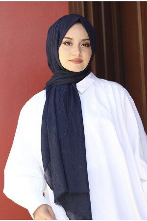 MNZ-Bamboo Kraş Shawl نموذج أسود الأزرق - Mides Scarf