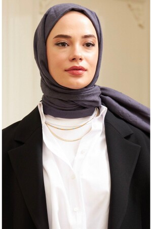 MNZ-Bamboo Kraş Shawl نموذج-مظلم الرمادي - Mides Scarf