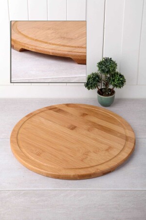 MNZ-Bamboo Lux 30 سم كعكة مستديرة البيتزا خدمة العرض البامبو لوحة الإفطار BPT-30 - Çavdar Group