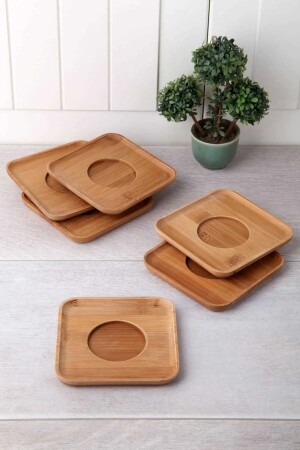MNZ-Bamboo Lux 6 قطع طبق شاي مربع - Genel Markalar