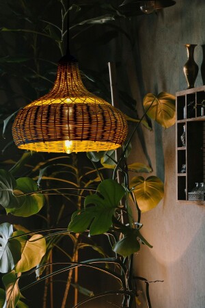 مصباح عريضة من الخيزران (MNZ-Bamboo Pendant Lamp) مصباح عريضة من الروتان: سحابة 40 سم 004 - rattam