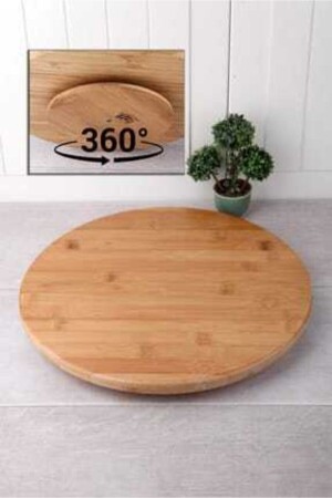 MNZ-Bamboo Revolving Stand خدمة البيتزا عرض الصحن 34 سم BDS0034 - BALSA