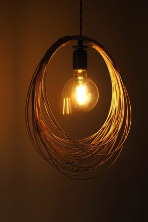 MNZ-Bamboo، Wicker، Rattan Chandelier Lamp: الكون 35 سم - Set الأسود راتام-107 - rattam